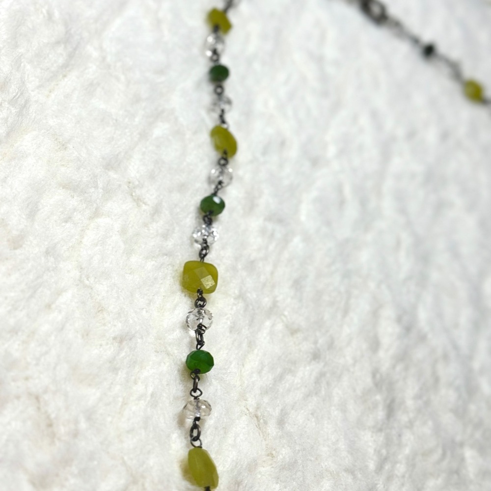 Vintage Silpada Sterling Silver Green Jade Crystal Beaded Necklace 17 inch - Picture 6 of 11